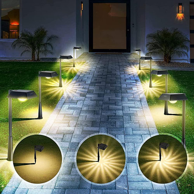 Linkind Solar Pathway Lights, 8 Pack Warm White Solar Landscape Lights, 200 Lumen Bright Solar Outdoor Lights, IP65 Waterproof Solar Path Lights Adjustable for Garden Walkway Driveway Sidewalk Yard