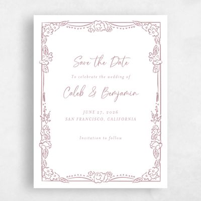 Dusty Rose, Pink Wedding Save the Date - Oia Portrait