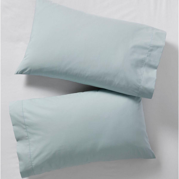 280-Thread-Count Pima Cotton Percale Pillowcases in Oyster Blue, Set of Two