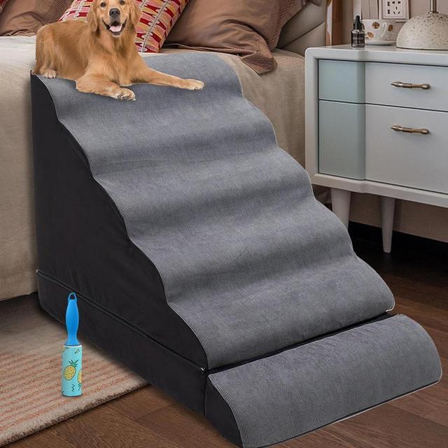 30-36 inches High Foam Dog Stairs & Steps for High Beds Tall, LitaiL 30inch 6 Tier Pet Stairs/Steps for High Beds Large Dogs, Non-Slip Dog Ramps for Small Dogs, for Older Dogs/Cats Injured