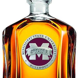 Heritage Pewter Mississippi State Bulldogs Capitol Decanter | 24 OZ Whiskey Decanter for Liquor with Airtight Stopper | Expertly Crafted Pewter Glass