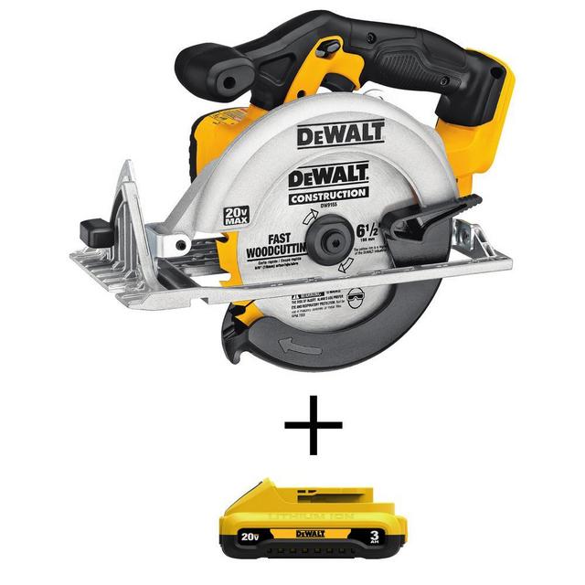 6-1/2 in. 20-Volt MAX Lithium-Ion Cordless Circular Saw with Bonus Compact Battery Pack 3.0 Ah