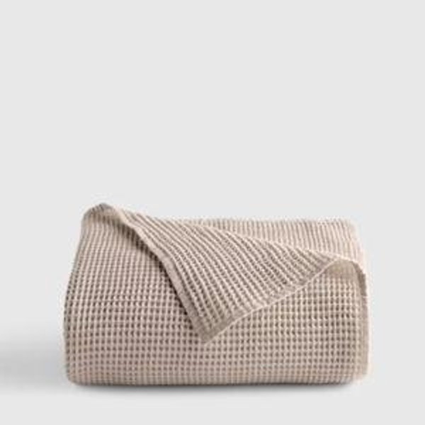 Organic Waffle Bed Blanket in Dove