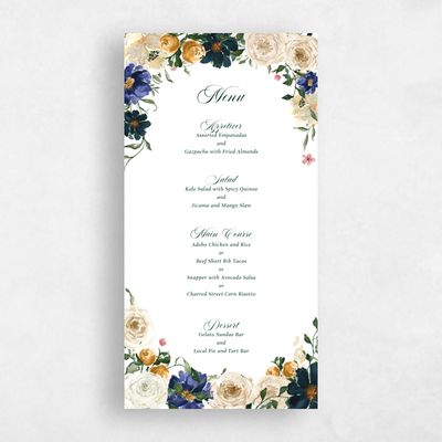 White Summer Wedding Menu - Moderna