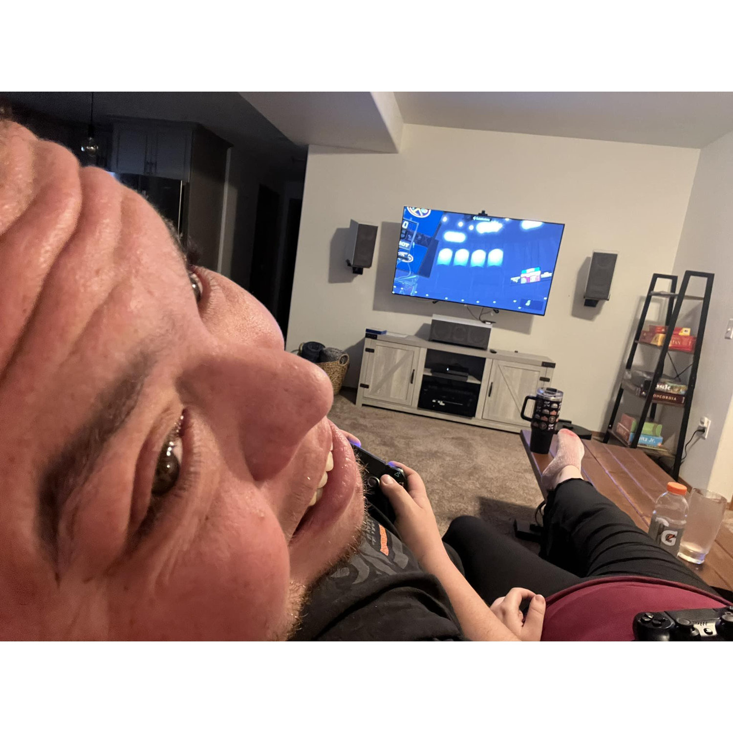 Playing basketball video game on our Black Forest getaway. March 2024