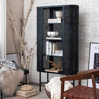 Modern Oval Woven Cane Cabinet