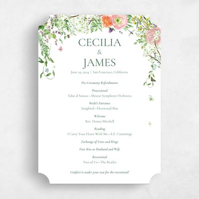 White Ticket Wedding Program - Rosalind