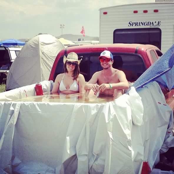 Night in the Country! Turned the pick up truck into a poor man's pool.