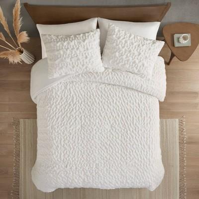 Madison Park 3pc Dakota Ruched Fur Down Alternative Comforter Set Ivory