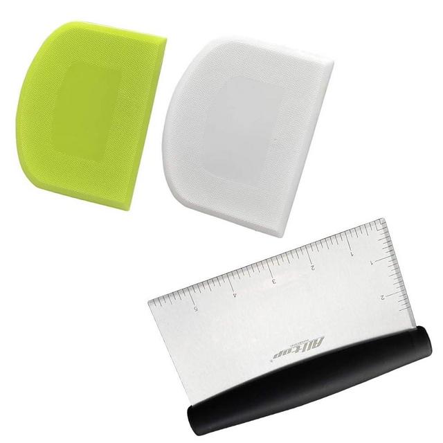 Dough Bowl Spatula & Stainless Steel Bench Scraper/Chopper,Multipurpose Kitchen Pastry Cutter Tool - Set of 3 Pieces
