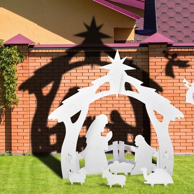 CACOLULU Large Nativity Scene Outdoor for Yard - 4Ft Weatherproof Nativity Sets for Christmas Decoration Outdoor, Holy Family Nativity Set Yard Sign Display for Front Yard, Lawn and Chruch