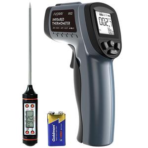 Infrared Thermometer, SURPEER IR5D Laser Thermometer Gun  -58℉～1022℉( -50℃～550℃) Adjustable Emissivity - Temperature Probe for Cooking/Air/Refrigerator/Freezer - Meat Thermometer Included