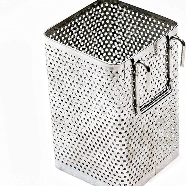Small Kitchen Utensil Chopsticks Perforated Holder with Hooks - Stainless Steel Storage Stand Kitchen Holder for Spoon Knife Fork Case Organizer Dishwasher Safe Small Square Caddy