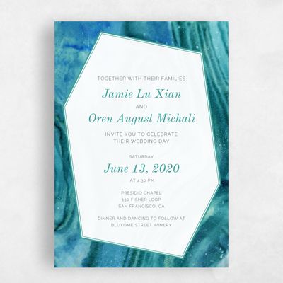 Turquoise, Blue Wedding Invitation - Larimer Frame