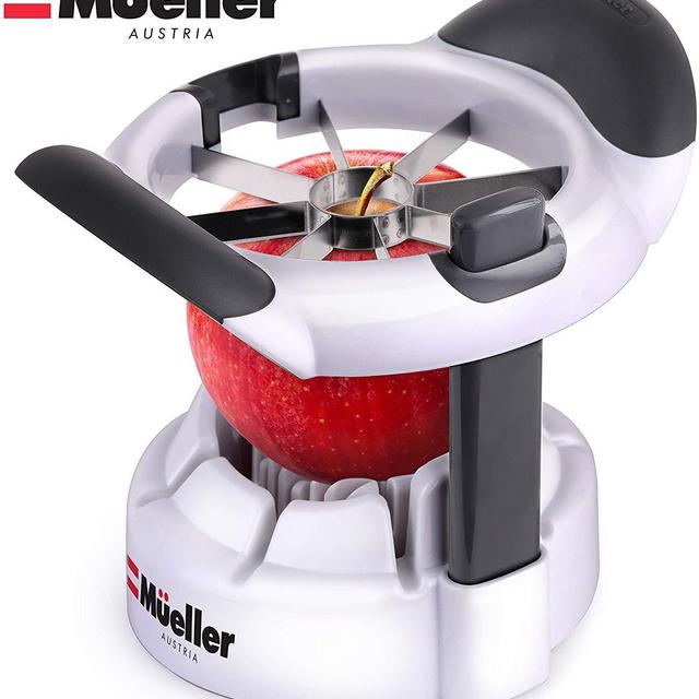 Mueller SpeedSlice Apple and Pear Slicer Corer, Heavy Duty, Attached Safety Cover Protects Fingers while In-Use and Blades while in Storage