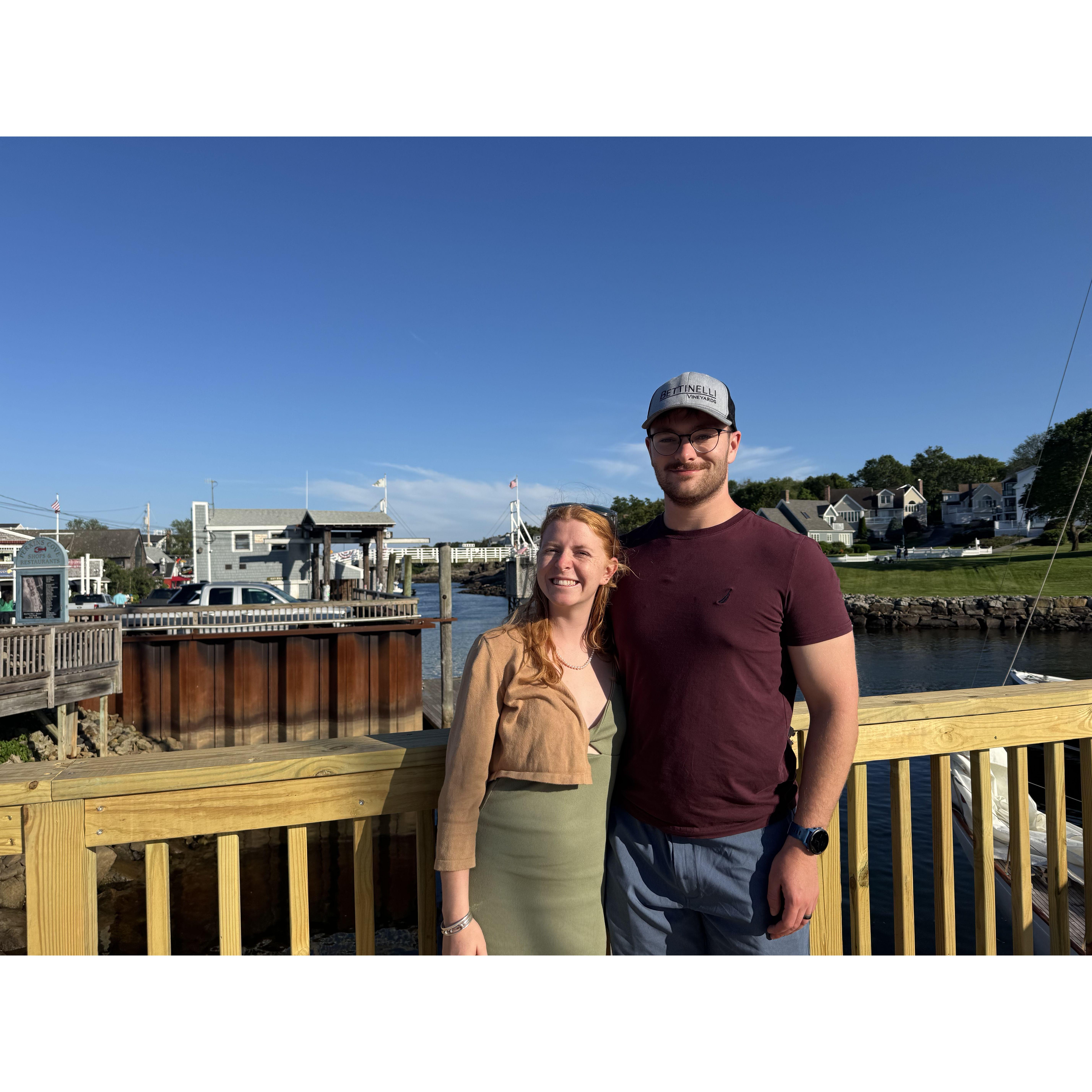 Last night in Maine, David trying lobster for first time