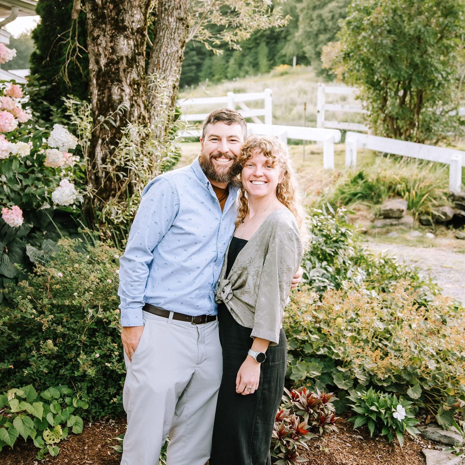 A nice photo of us not in hiking or travel clothes.