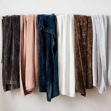 Luxe Chenille Throw - Regal Blue
