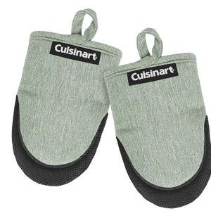 Cuisinart Mini Oven Mitts – 5.5” x 7” Heat-Resistant Kitchen Mitts for Oven with Non-Slip Neoprene Palm, Cotton Filling, and Fabric Loop – Durable Oven Mitt Set for Cooking & Baking (Sage)