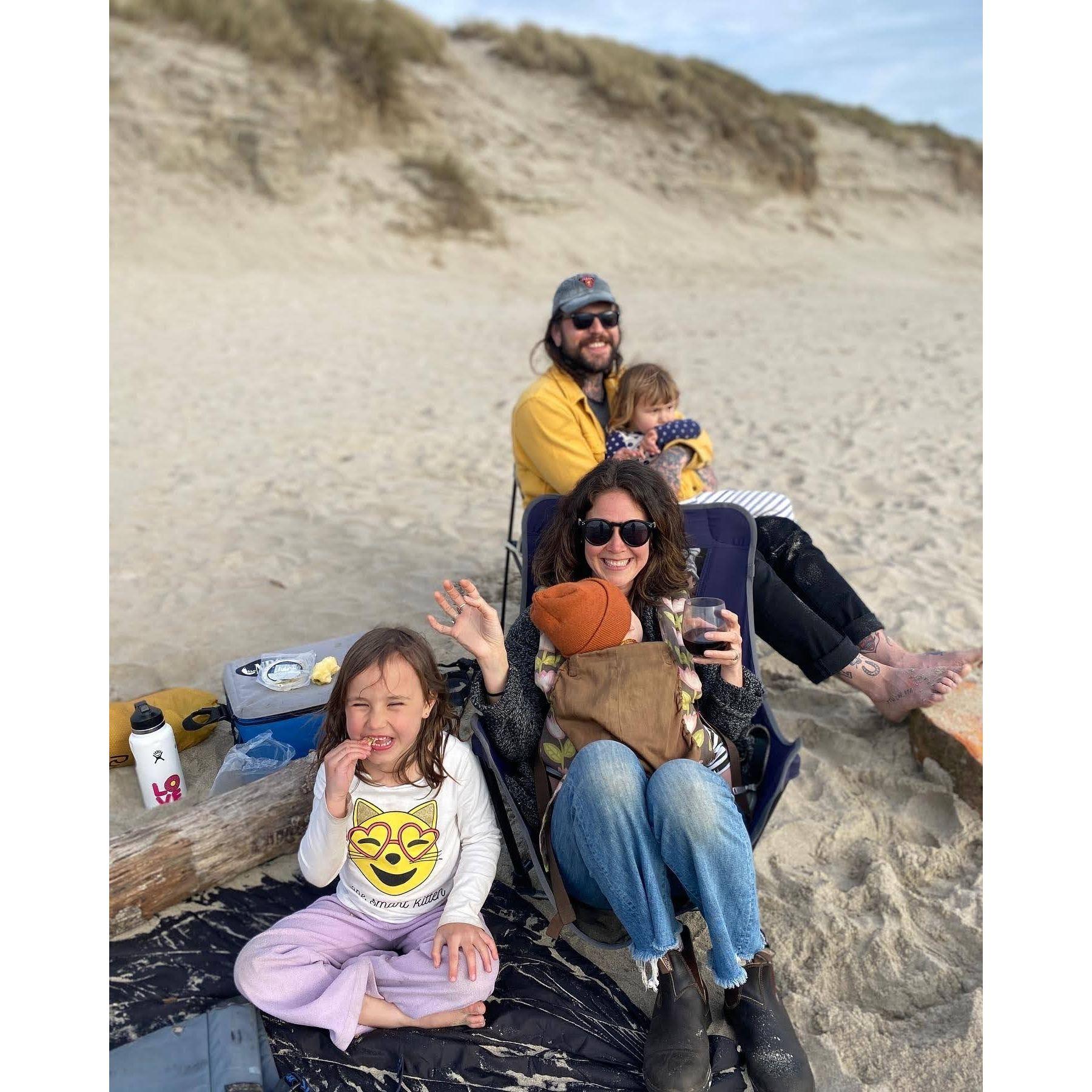 Harry, Lulu and their three kids Margot, Hazel and Ozzy are newer friends that were immediate buds! Harry has added tattoos to both Kay and Scott:)