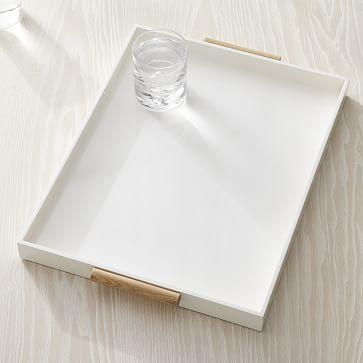 Exposed Wood Barrel Handle Tray - White Wash