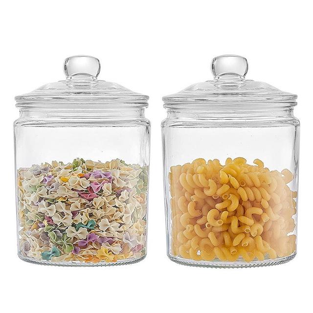 Millennium Crystals Glass Kitchen Canister Storage Jar, Set of 2 (64 OZ)