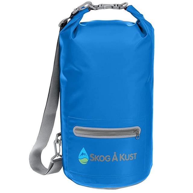 DrySak Premium Waterproof Dry Bag with Exterior Zip Pocket | Keeps Gear Safe & Dry During Watersports & Outdoor Activities | Rugged 500D PVC with Shoulder Strap & Reflective Trim | 10L Navy Blue