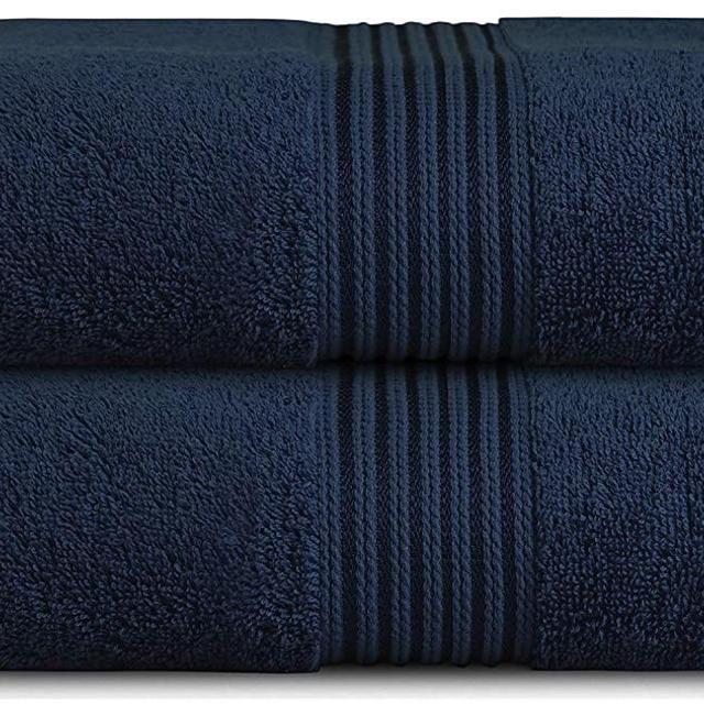 Zuperia Bath Sheets 34" x 66" Set of 2 Ultra Soft 100% Combed Cotton 500 GSM Large Bath Towel Sheet Navy Blue, Highly Absorbent Daily Usage Bath Towel Ideal for Pool, Home, Gym, Spa, Hotel (Navy Blue)