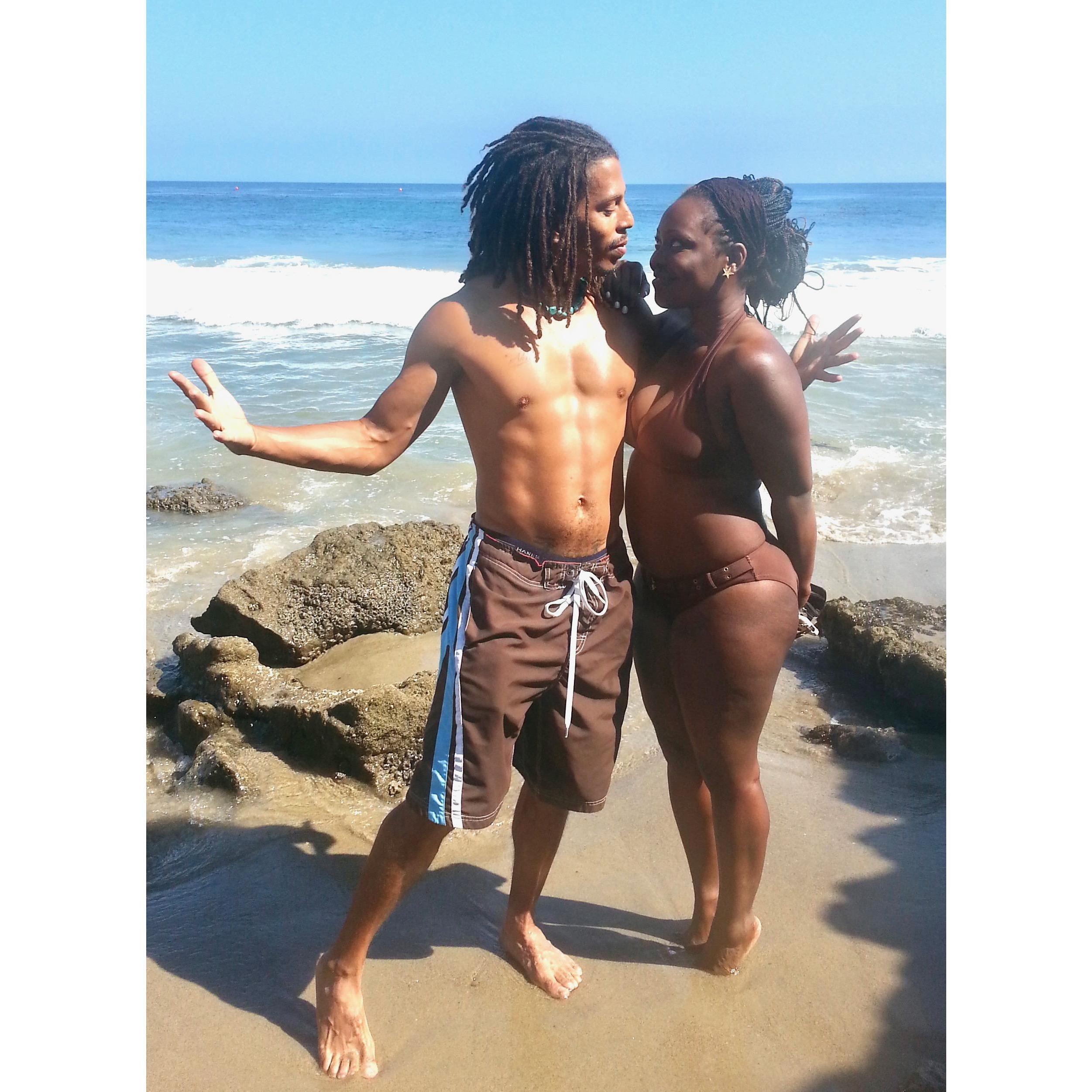 Our first beach hang. Look at Lalaon her tippy toes!