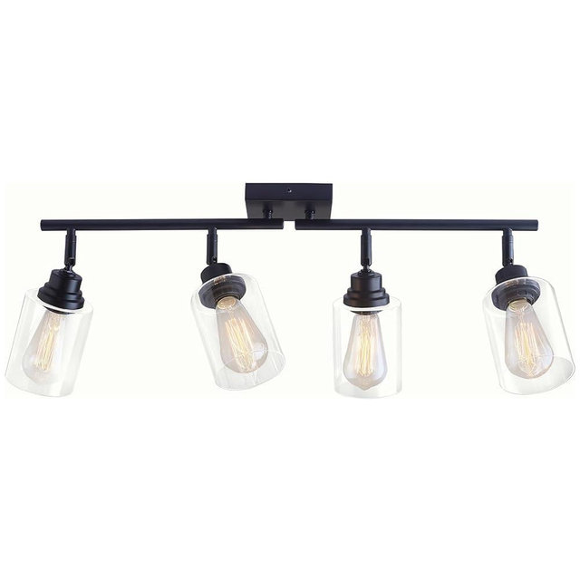 BANGANMA Modern 4-Light Track Lighting Fixtures Ceiling with Clear Glass Shades, E26 Base Kitchen Ceiling Light Fixture for Living Room, Bedroom & Bathroom