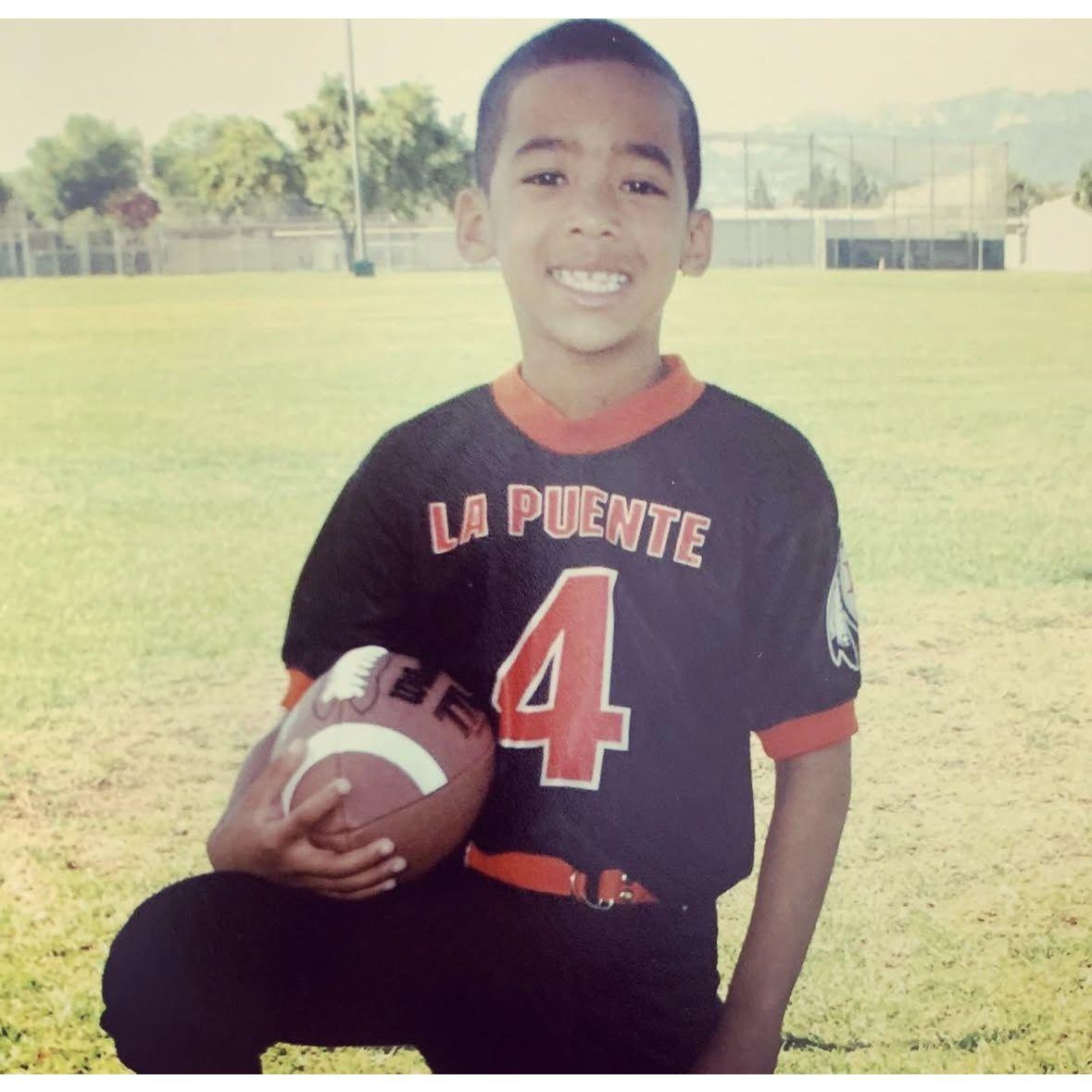 Little Kai in one of his football eras.