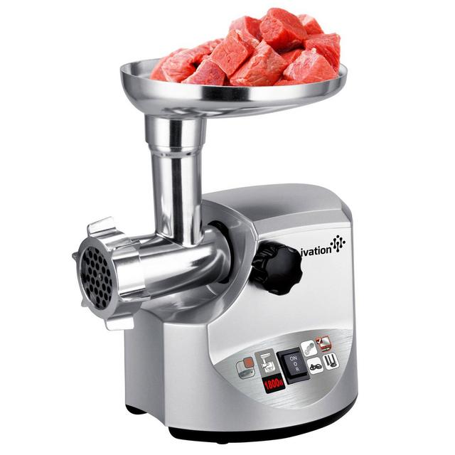 Ivation 1800 Watt Electric Meat Grinder Mincer, Sausage Maker/Heavy Duty with 3 pcs Stainless Steel Cutting Blades, Kibbe Attachment & Sausage Stuffing Tubes