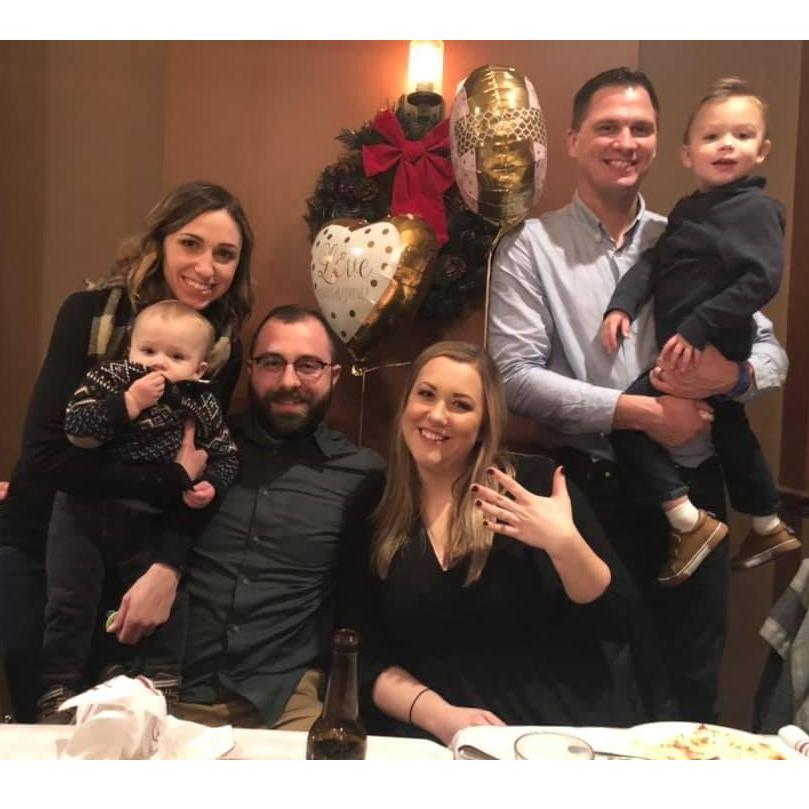 The night we got engaged and celebrated at dinner with our families!