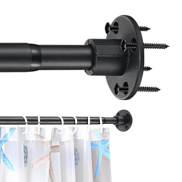 Shower Curtain Rod 28-94 Inch，Adjustable Heavy Duty Shower Rods for Bathroom Wall Mounted Permanent Industrial Shower Curtain Rod Rust Proof Stainless Steel Black