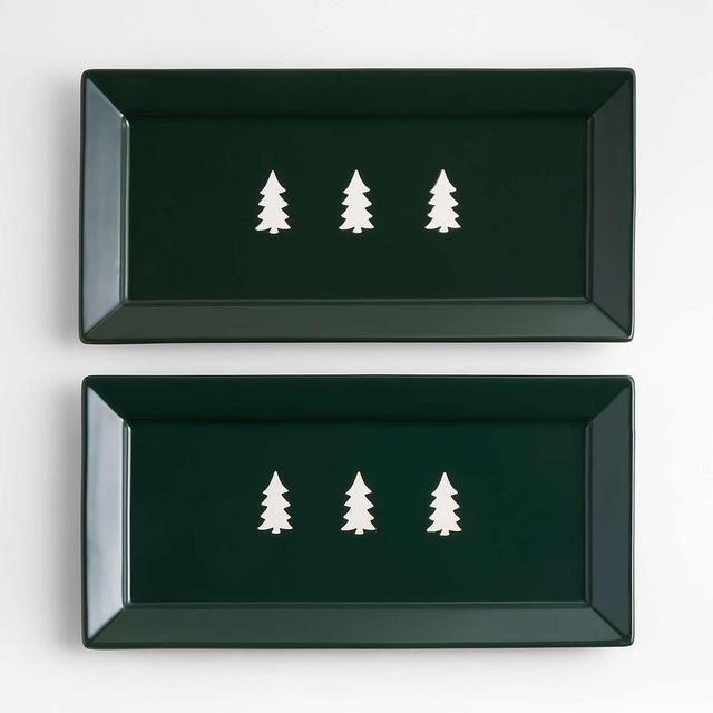 Cambridge Holiday Trees Green Platters, Set of 2