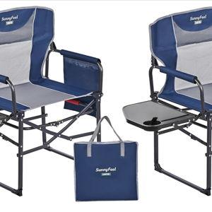SUNNYFEEL Camping Directors Chair, Heavy Duty,Oversized Portable Folding Chair with Side Table, Pocket for Beach, Fishing,Trip,Picnic,Lawn,Concert Outdoor Foldable Camp Chairs