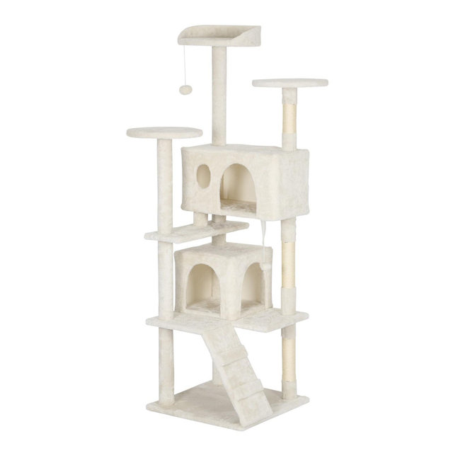 BestMassage Cat Tree 62 Inch Cat Tower with Sisal Scratching Post, Beige