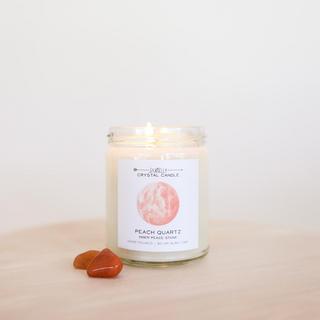 Peach Quartz Crystal Candle