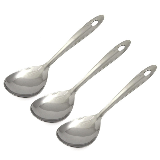 Chef Craft 9.5" Stainless Steel Basting / Serving Spoon with Sleek Mirror Finish 3-pack