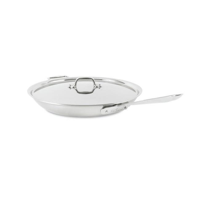 All-Clad D3 3-Ply Stainless Steel Fry Pan, 14 Inch, Induction, Oven Broiler Safe 500F, Lid Safe 350F, Pots and Pans, Cookware, Silver