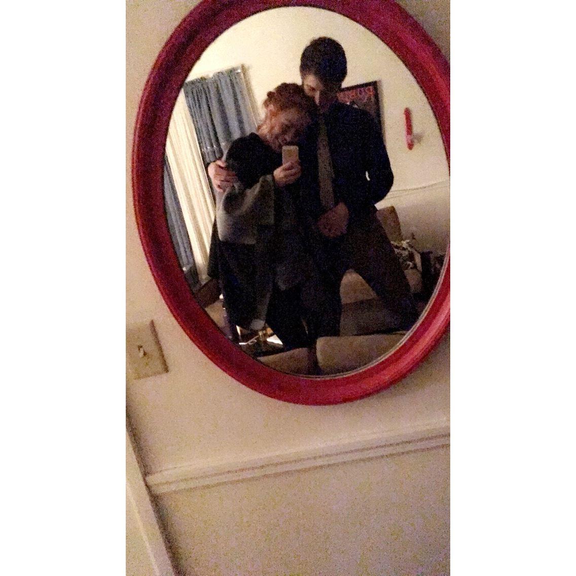 Our first Valentine's Day! We went to Paisans and there were cute cut-out hearts all over the wall with different sayings on them. We took one home that said Ich Liebe Dich (I love you) in German.