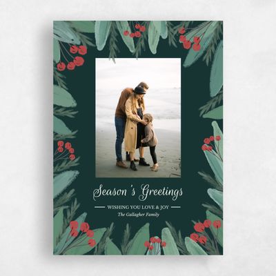 Dark Emerald, Green Holiday Card - Keyes