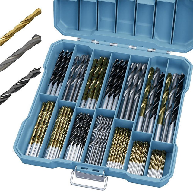 ENERTWIST Drill Bit Set, 130PCS All-Purpose Drill Bit Kit with Titanium, Masonry, and Brad Point Bits,Ultimate Versatility for Metal, Wood, Plastic, Concrete Drilling