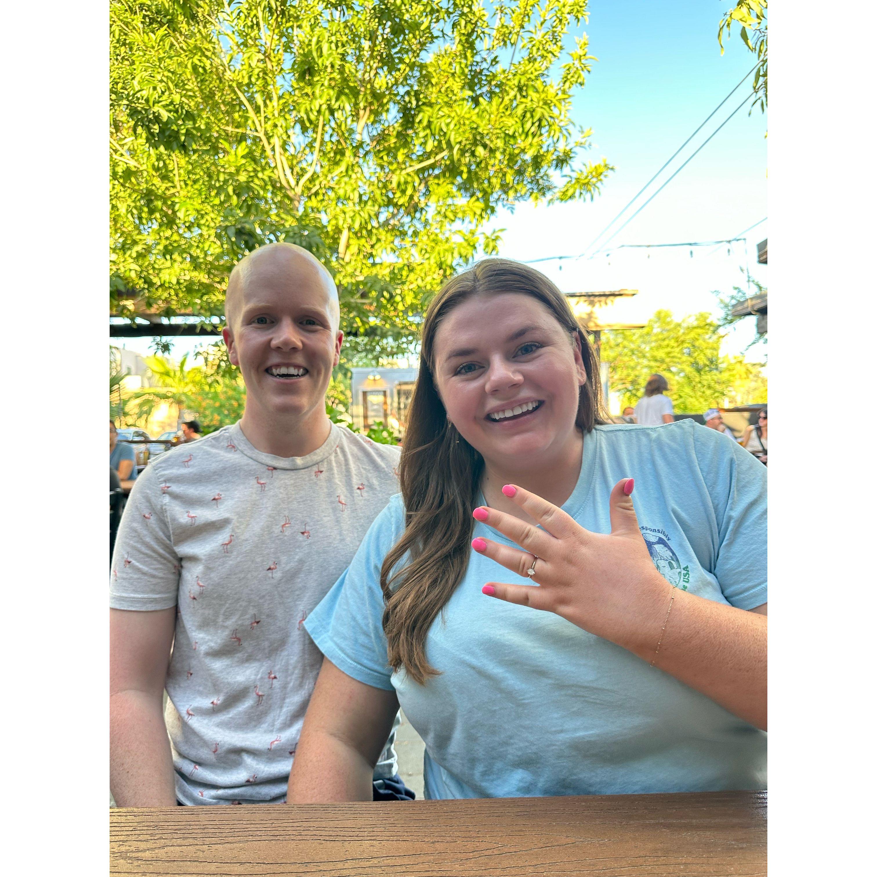 Engagement announcement photo! This was taken at The Shop Brewery in Tempe, one of our favorites. We used to be able to walk there from our old apartment.