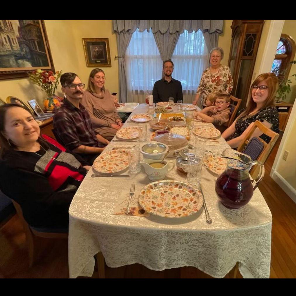 Celebrating our first Thanksgiving together with Steve's family (and Dennis, IYKYK!!) November '24