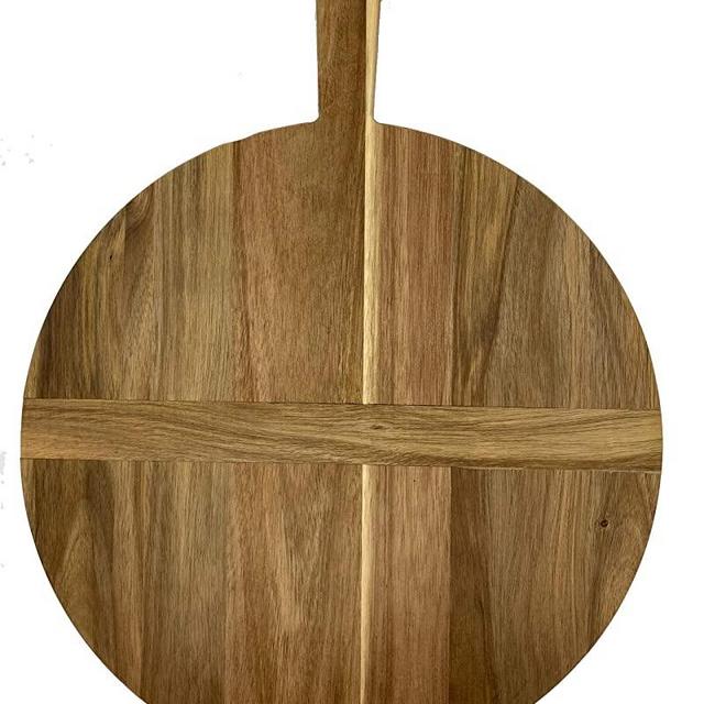 Chloe and Cotton Large Round Acacia Wood Bread Board 17 inch Diameter | Kitchen Decorative countertop Hanging Wooden Tray, Serving, charcuterie, Cheese Board…