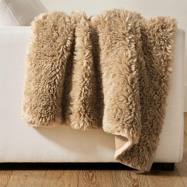 Dream Faux Fur Throw, 50" x 60", Sand