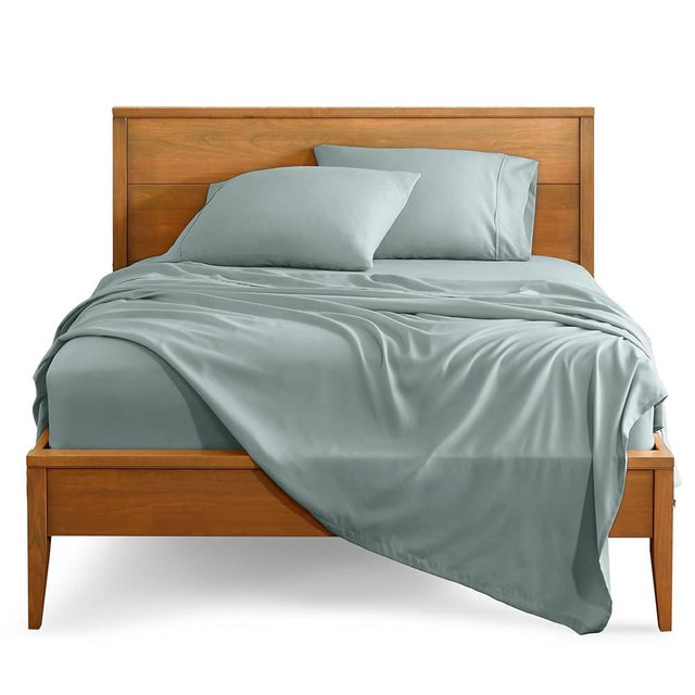 Bare Home Queen Sheet Set - Luxury 1800 Ultra-Soft Microfiber Queen Bed Sheets - Double Brushed - Deep Pockets - Easy Fit - 4 Piece Set - Bedding Sheets & Pillowcases (Queen, Sea Spray)