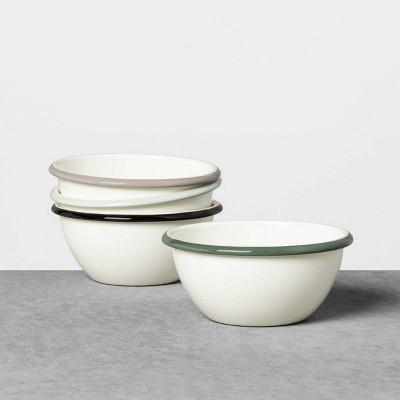 4pk Enamelware Ice Cream Bowls Sour Cream with Colored Rim - Hearth & Hand™ with Magnolia