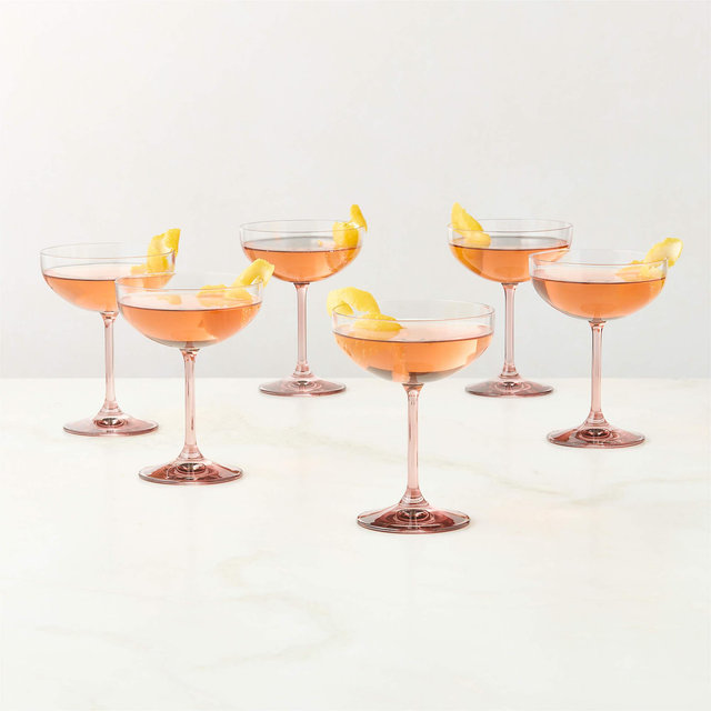 Marie Burgundy Coupe Glasses Set of 6